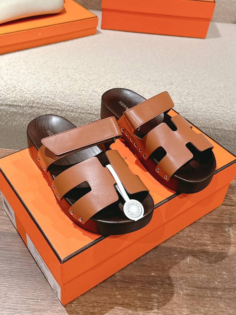Hermes wooden sole sandals-10